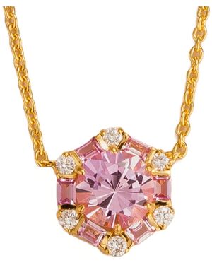 Juvetti Melba Necklace With Sapphire And Diamond - Pink