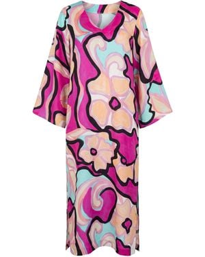 Tiger and the Monkey The Rose Silky Floral Hybrid Kaftan Dress - Pink