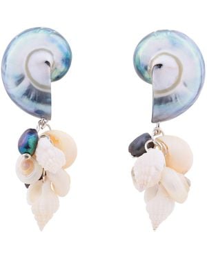 Oana Savu Nautilus Shell Earrings Sterling Statement Earrings - Blue