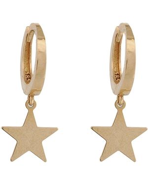 Ebru Jewelry Celestial Grace Solid Star Hoop Earrings - Metallic