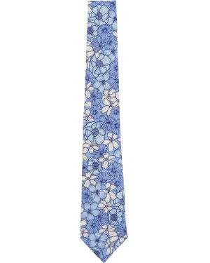 lords of harlech Taddeo Dense Floral Merino Tie - Blue