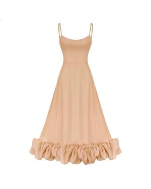 POST MERIDIEM Flounce Bustier Midi Dress - Natural