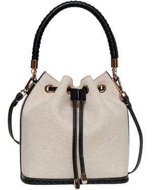Saonara Brand Bucket Bag Linen Leather - Natural