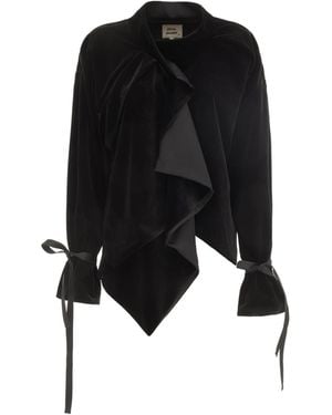 Julia Allert Evening Velvet Wrap Jacket With Silk Lining - Black
