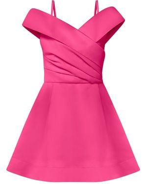 Tia Dorraine Easy To Love Flared Satin Mini Dress Hot - Pink