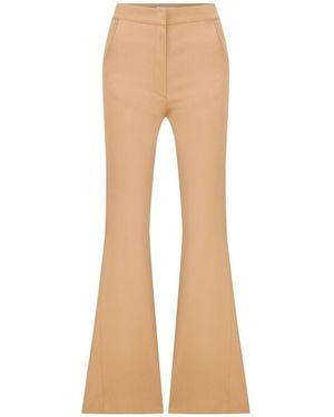 NAZLI CEREN Neutrals Avrell Cotton Flared Trousers - Natural