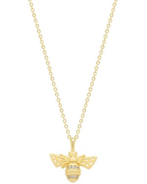 Spero London Matte Bumble Bee Sterling Necklace - Metallic