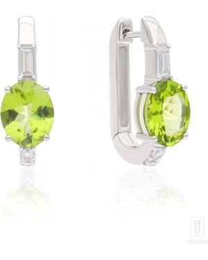 The Jewelz Peridot Whispers Hoop Earring - White
