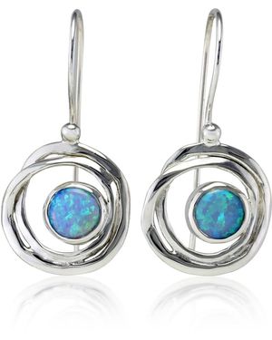 Isla Silver Handmade Opal Drop Earrings - Blue
