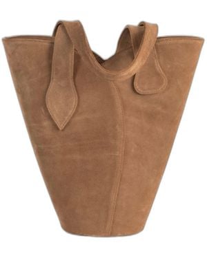 Tarea Studio Oh Lala Tote Suede Leather Bag - Brown