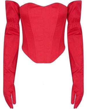 London Atelier Byproduct Sweetheart Corset With Long Gloves - Red