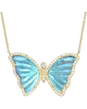 KAMARIA Mermaid Tail Butterfly Necklace With Diamonds - Blue