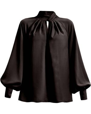 Tia Dorraine Get Down To Business Satin Oversized Blouse - Black