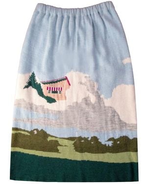Absurde Knit City On Clouds Skirt - Blue