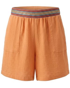 Lalipop Design Terracotta Muslin Textured Waistband Relaxed Shorts - Orange
