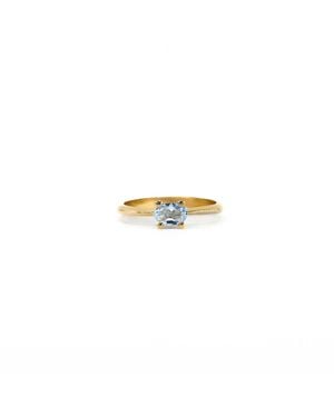 Marteliè Synthetic Aquamarine Ring, Oval Cut, Horizontal - White