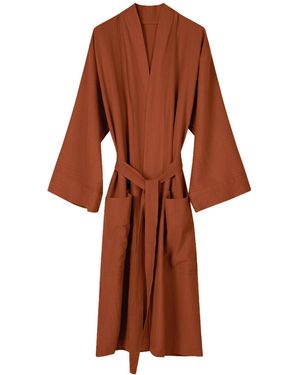Tamiko Nami Organic Cotton Kimono Robe Amber - Brown