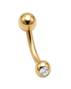 Zahav Jewelry 10K Solid Double Cz Belly Ring - Metallic