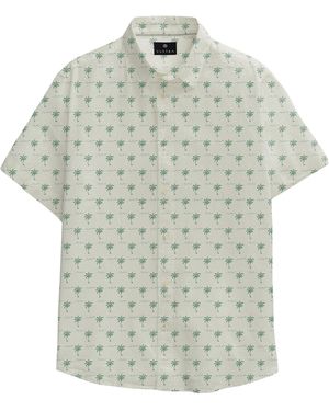Vustra Tropical Palm Print Short-Sleeve Button-Down Shirt - White