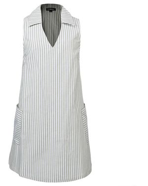 Smart and Joy Striped Trapeze Minimalist Mini Dress - Gray