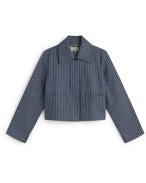 Thinking Mu Astrid Natural Dyed Striped Railway Jacket - Blue