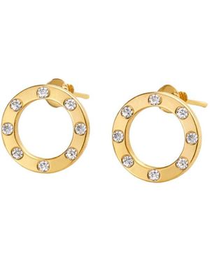Lily Flo Jewellery Circle Stud Earrings With Diamonds - Metallic