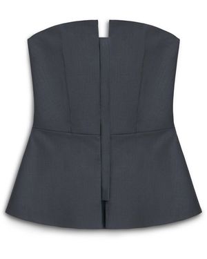 Nocturne Zippered Corset Look Blouse - Blue