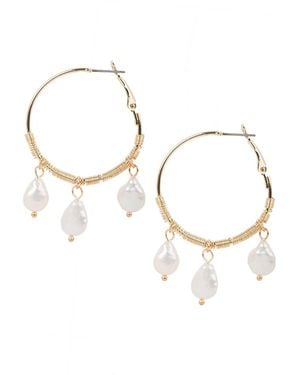 Saachi Bedrock Hoop Pearl Earring - Metallic