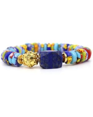 Shar Oke Medley African Glass & Lapis Lazuli Bracelet - Blue