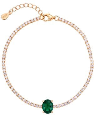 LÁTELITA London Garbo Oval Gemstone Tennis Bracelet Emerald - Metallic
