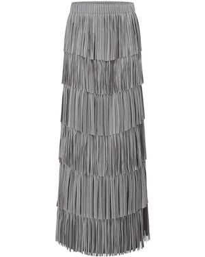 Smart and Joy Tiered Frill Mesh Skirt - Gray