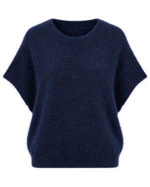 Luella Fashion Moffat Mohair Blend Poncho - Blue