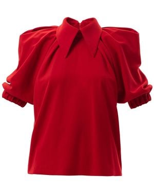 Julia Allert Designer Puff Sleeve Blouse – - Red