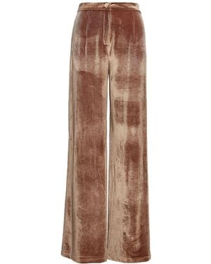 BLUZAT Velvet Straight Trousers - Brown
