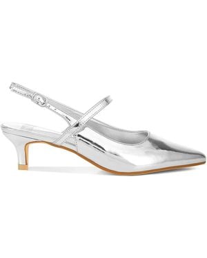Rag & Co Abloom Kitten Heel Slingback Sandals - White