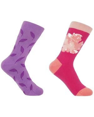Peper Harow - Made in England Leaf & Wildflower Rose Socks Bundle - Pink