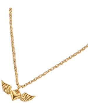 Elk & Bloom 14K Winged Heart Pendant Necklace - Metallic