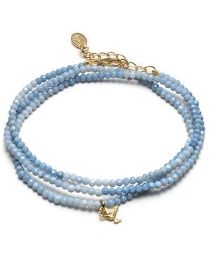 With Love Darling Fred Wrap Pearl Bracelet & Necklace - Blue