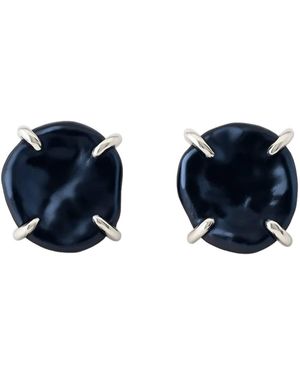 Pearl Code Pearl Stud Earrings - Blue