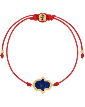 Karma and Luck Soul's Gratitude Hamsa Lapis Lazuli String Bracelet - Red