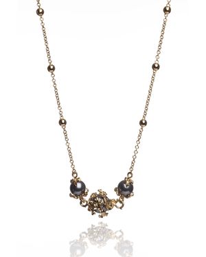 Kasun Three Dark Pearls Necklace - Metallic