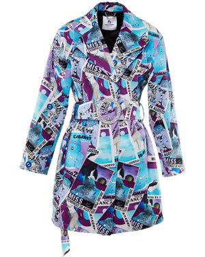 Brenda Agradi Ibiza Style Printed Trench Coat - Blue