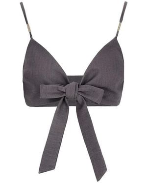 Mandragora Capri Linen Tie-Front Top - Brown