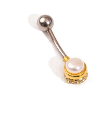 Ebru Jewelry Royal Pearl & Diamond Sterling Plated Piercing - Metallic