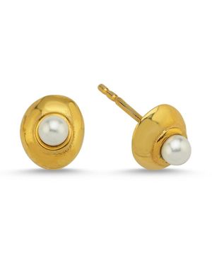 LINYA JEWELLERY Vera Pearl Stud Earrings - Yellow