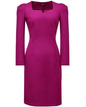 Smart and Joy Puffy Sleeves Fitted Dress - Purple