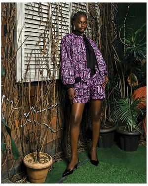Chuks Collins Ajah New Collection Drop-Batik Shorts - Purple