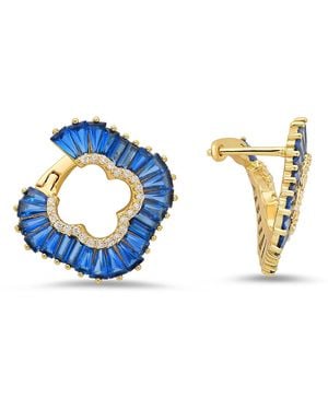 Kylie Harper Sapphire Clover Statement Hoop Earrings - Blue