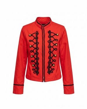 Tantra Spain Sl Military-Style Jacket With Drawstring, Trim, And Buttons - Red