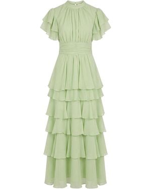 James Lakeland Tiered Ruffle Maxi Dress – Sage - Green